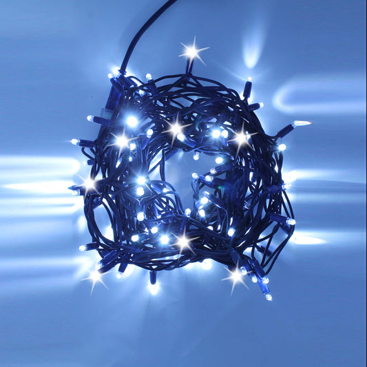 Stringa 10m 230V con flash | cavo blu | catena 120 led (20 flash)