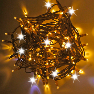 Stringa 10m 230V con flash | cavo giallo | catena 120 led (20 flash)