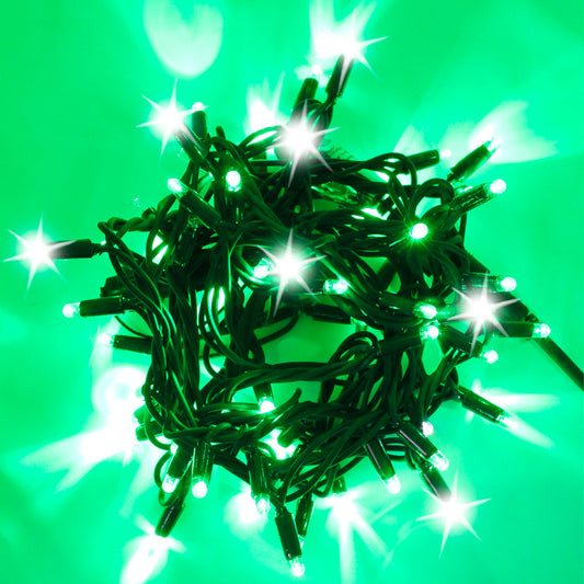 Stringa 5m 230V con flash | cavo verde | catena 60 led (10 flash)
