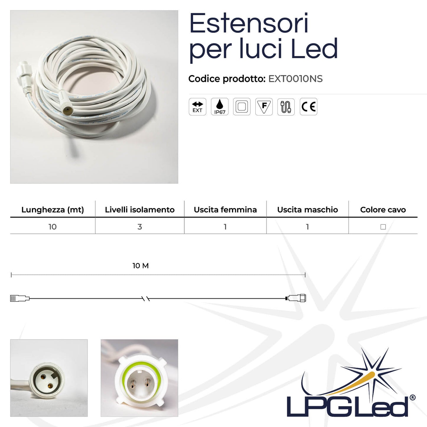 Estensore per luci led | 10 metri | IP67