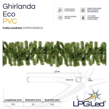 PVC Artificial Christmas Wreath | ECO | from 270cm | diameter 20cm | 140 branches