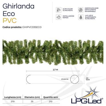 PVC Artificial Christmas Wreath | ECO | from 270cm | diameter 35cm | branches 210