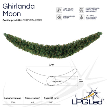 PVC Artificial Christmas Wreath | MOON | from 270cm | diameter 45cm | 560 branches