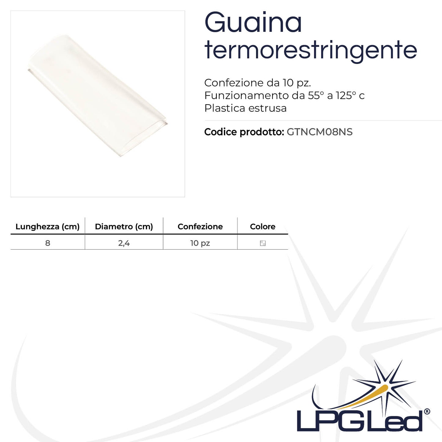 Guaina termorestringente trasparente | 8x3,3cm | confezione da 10pz