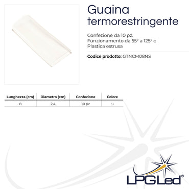 Guaina termorestringente trasparente | 8x3,3cm | confezione da 10pz