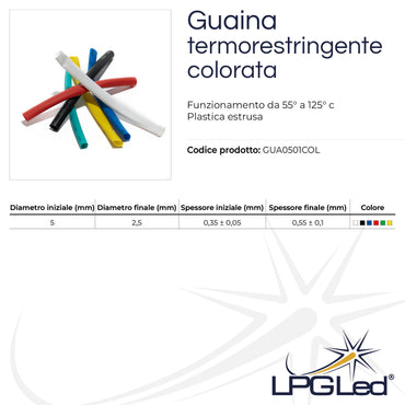 Guaina termorestringente colorata da 5mm | rotolo da 100mt