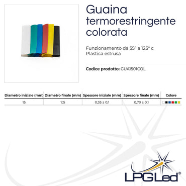Guaina termorestringente colorata da 15mm | rotolo da 100mt