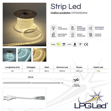LED Strip Strip 50m 230V | 100 L/M | cut by the meter | professional quality