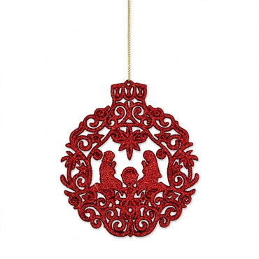 Ciondolo Natalizio della natività, Albero di Natale Elegante, colore Rosso – decorazioni per albero di Natale Merry Worlds, foto 2