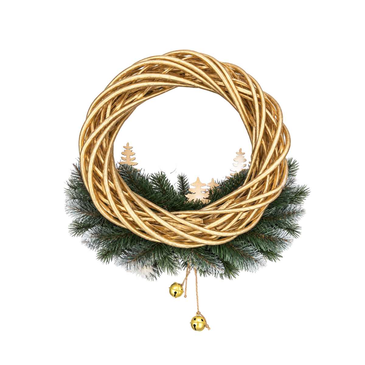 Corona di Natale in vimini dorata con presepe, 35 cm, retro – ghirlande natalizie Merry Worlds, foto 3