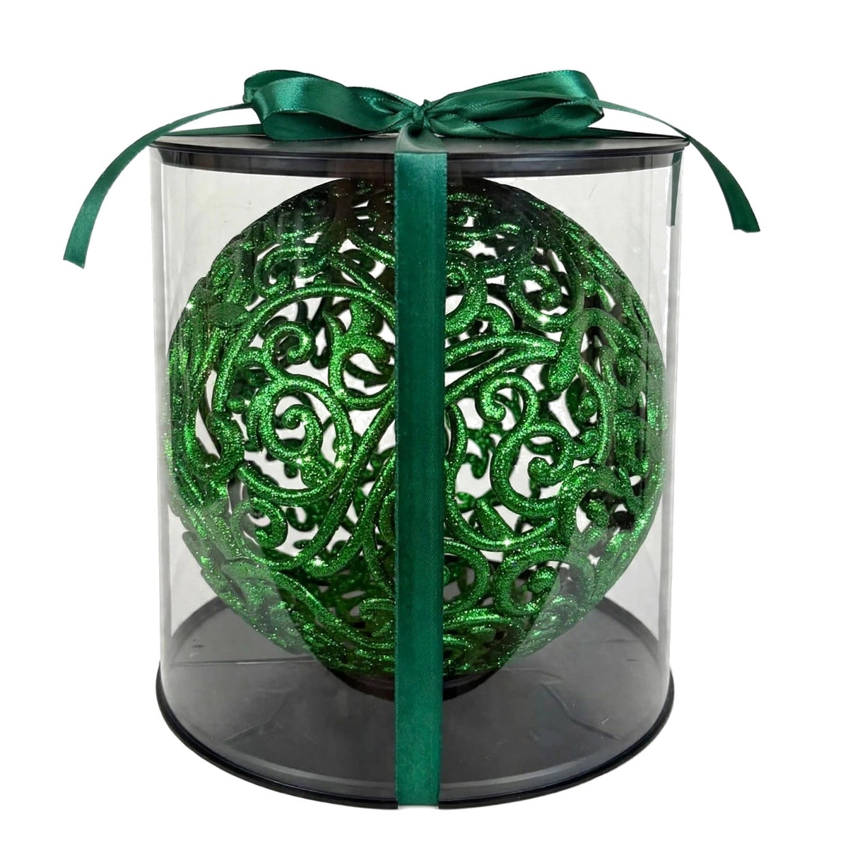 Grande Pallina Traforata Infrangibile, 30cm, colore Verde – decorazioni per albero di Natale Merry Worlds, foto 5