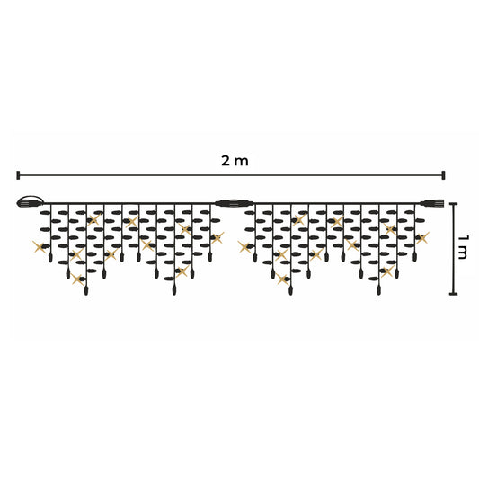 Tendina ghiacciolo led | 2x1m 230V con flash | cavo bianco | stalattite con 152 led (30 flash)