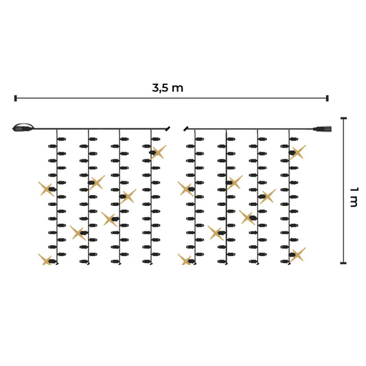 Tendina led | 3,5x1m 230V | cavo bianco | 230 led (46 flash)