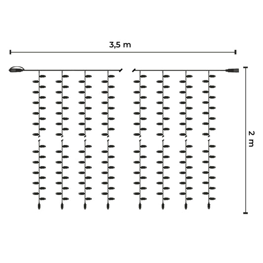 Tendina led | 3,5x2m 230V | cavo bianco | 460 led