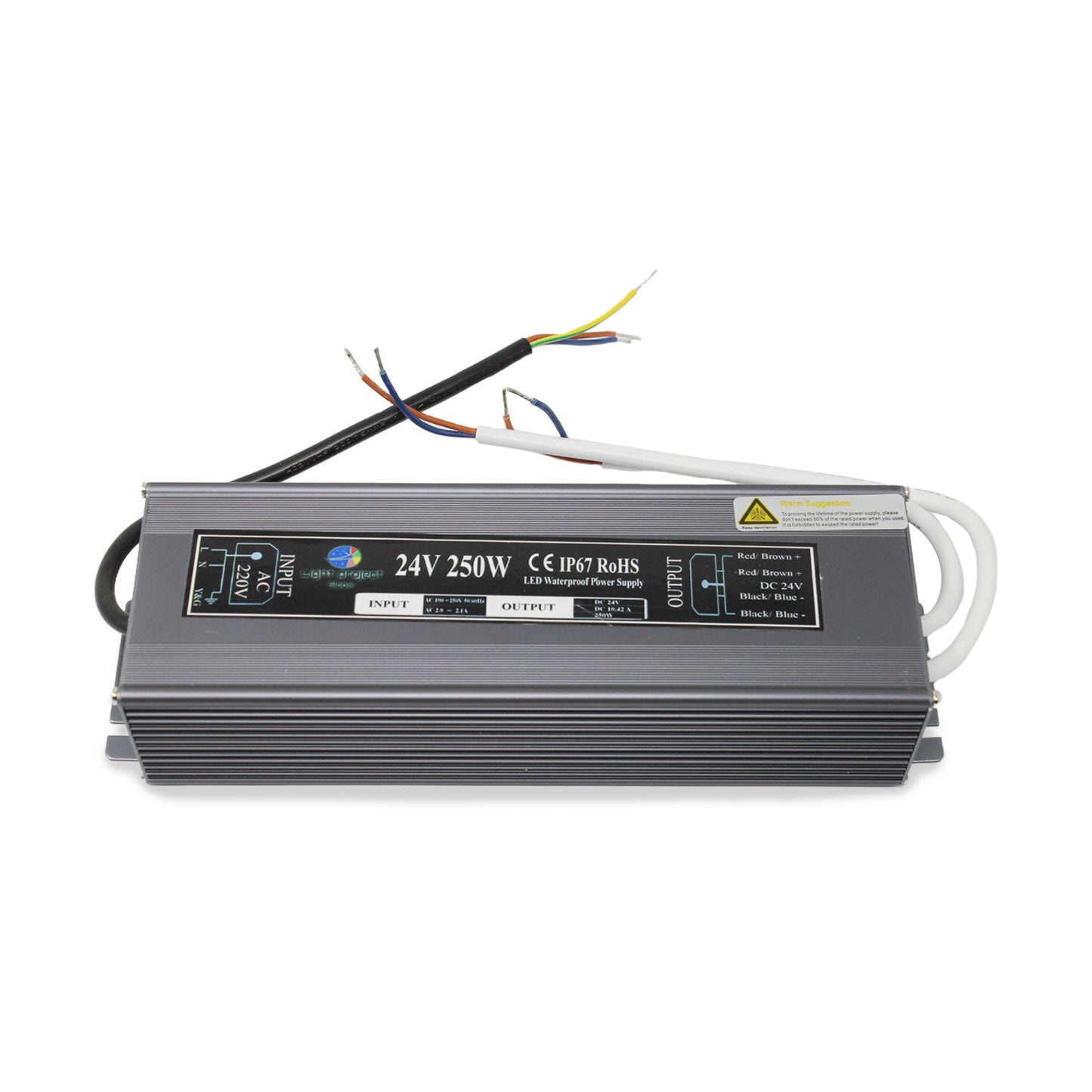 LPGLed voltage transformer | 250 Watts 2 outputs | IP67 | 24V