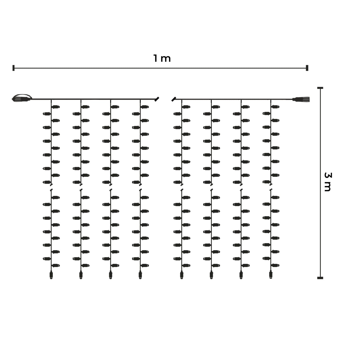 LED curtain | 1X3m 230V | white cable | 300 leds