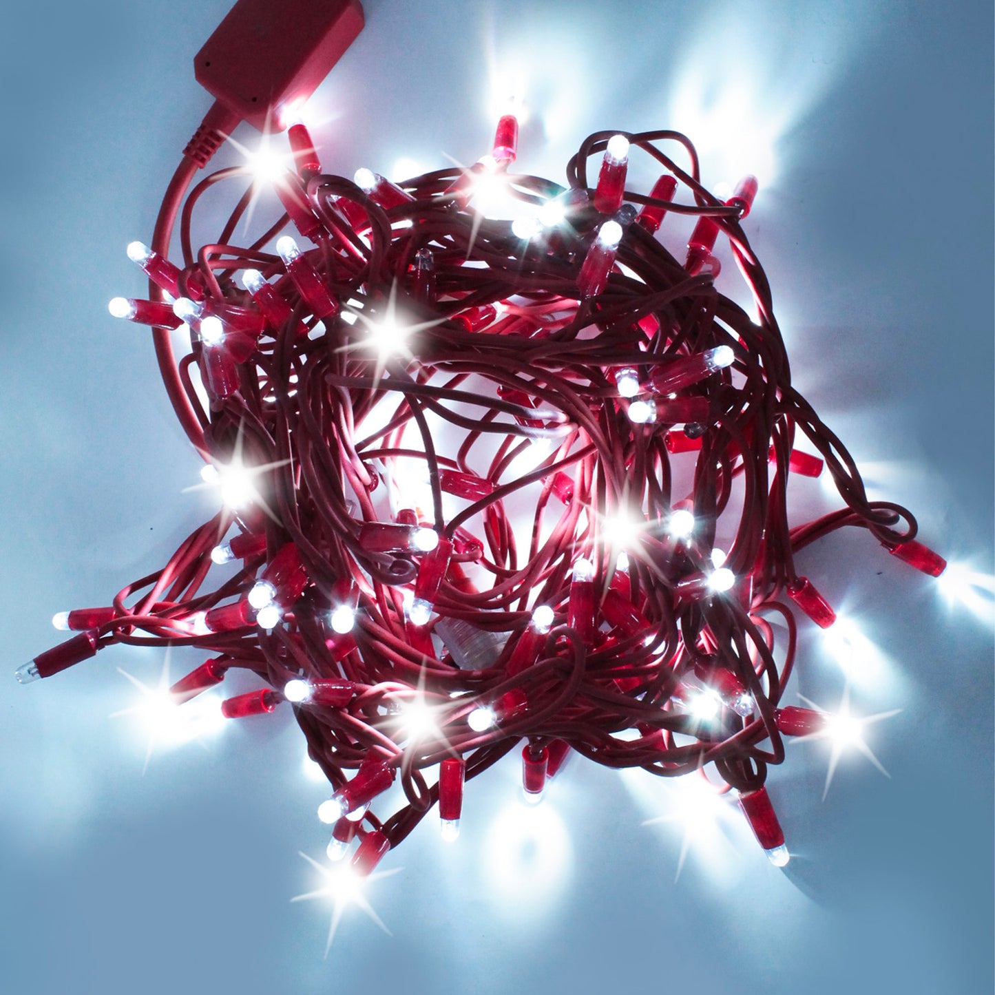 String 10m 230V with flash | red cable | 120 LED chain (20 flashes)