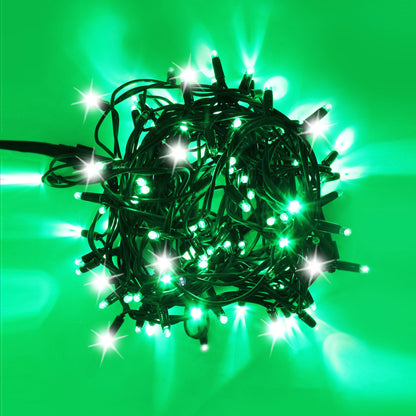 String 10m 230V with flash | green cable | 120 LED chain (20 flashes)