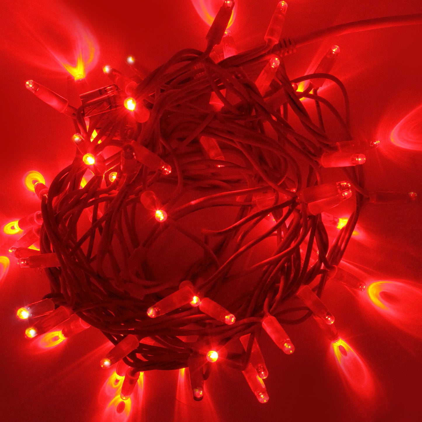 String 5m 230V with flash | red cable | 60 LED chain (10 flashes)