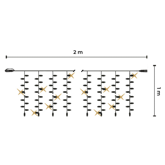 Tendina led | 2x1m 230V | cavo bianco | 200 led (40 flash)