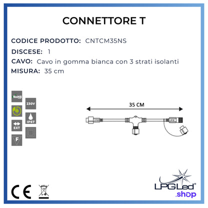 Connettore a T per luci led | 35cm | 1 discesa | IP67