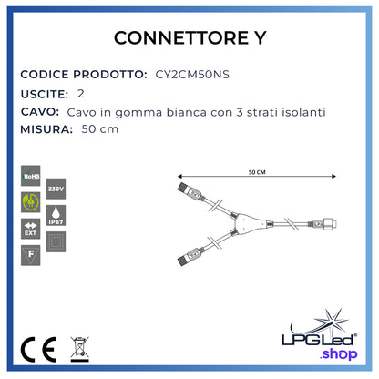 Connettore a Y per luci led | 50cm | con 2 uscite | IP67