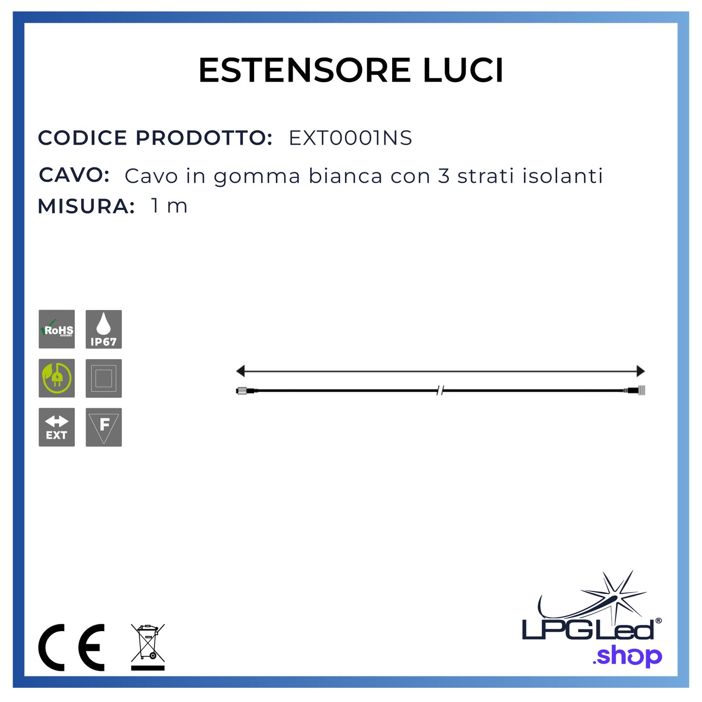 Estensore per luci led | 1 metro | IP67