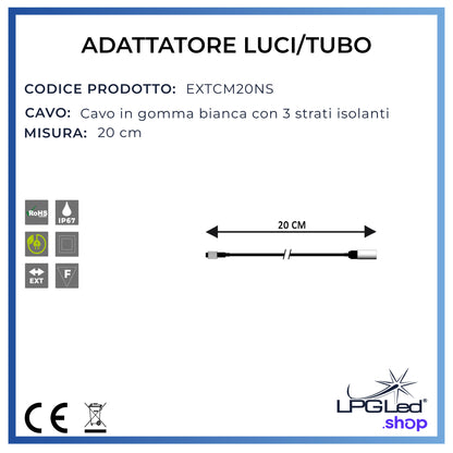 Adattatore per stringa e tubo led | 20cm | IP67