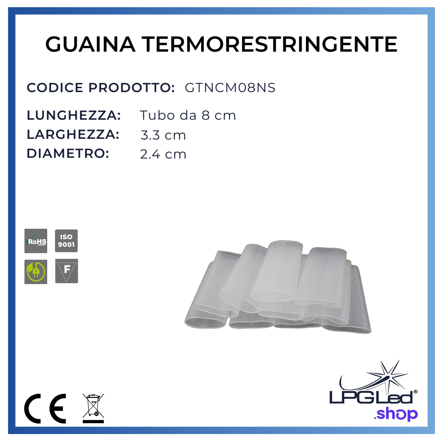 Guaina termorestringente trasparente | 8x3,3cm | confezione da 10pz