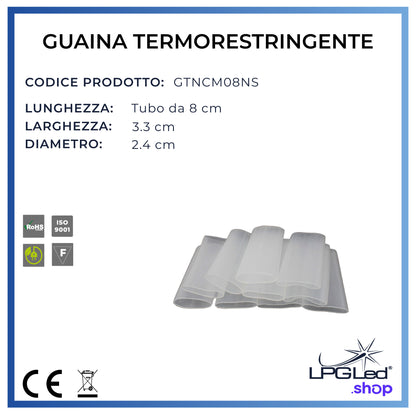 Guaina termorestringente trasparente | 8x3,3cm | confezione da 10pz