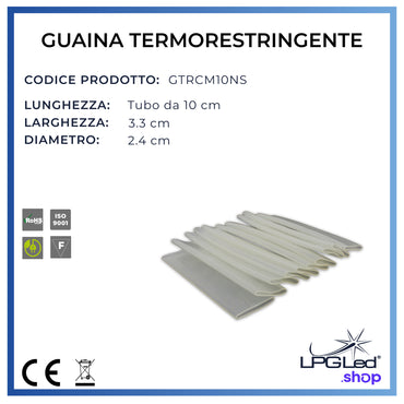 Guaina termorestringente resinata trasparente | 10x3,3cm | confezione da 10pz