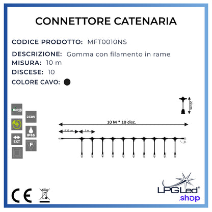 Connettore per catena luminosa americana luci led | 10m con 10 uscite