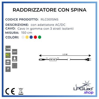 Raddrizzatore per luci led | con spina 1,5m | IP67