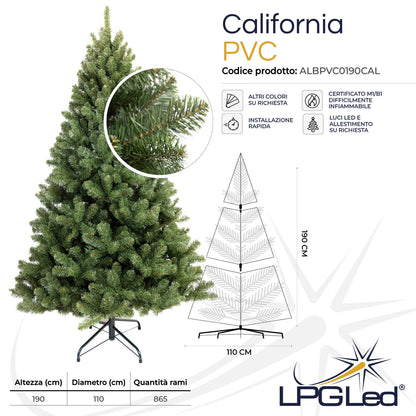 Albero di Natale artificiale PVC | CALIFORNIA | da 190cm | rami 865