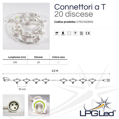 T-connector for LED lights | 230cm | 20 descents | IP67