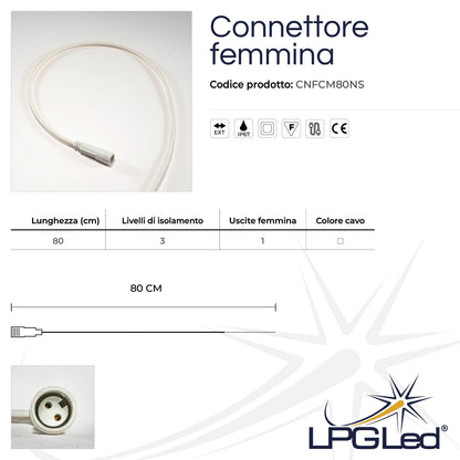 Female connector for LED lights | 80cm | IP67