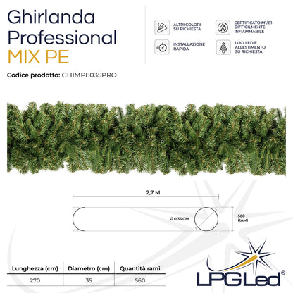Artificial Christmas wreath MIX PE | PROFESSIONAL | from 270cm | diameter 35cm | 560 branches