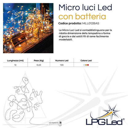 Mini led lights | battery operated micro lights | interior decorations | 120 lights | 12m