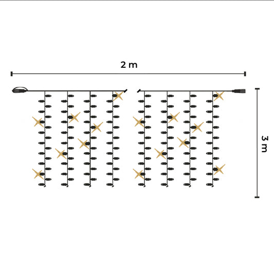 Tendina led | 2x3m 230V | cavo bianco | 600 led (60 flash)