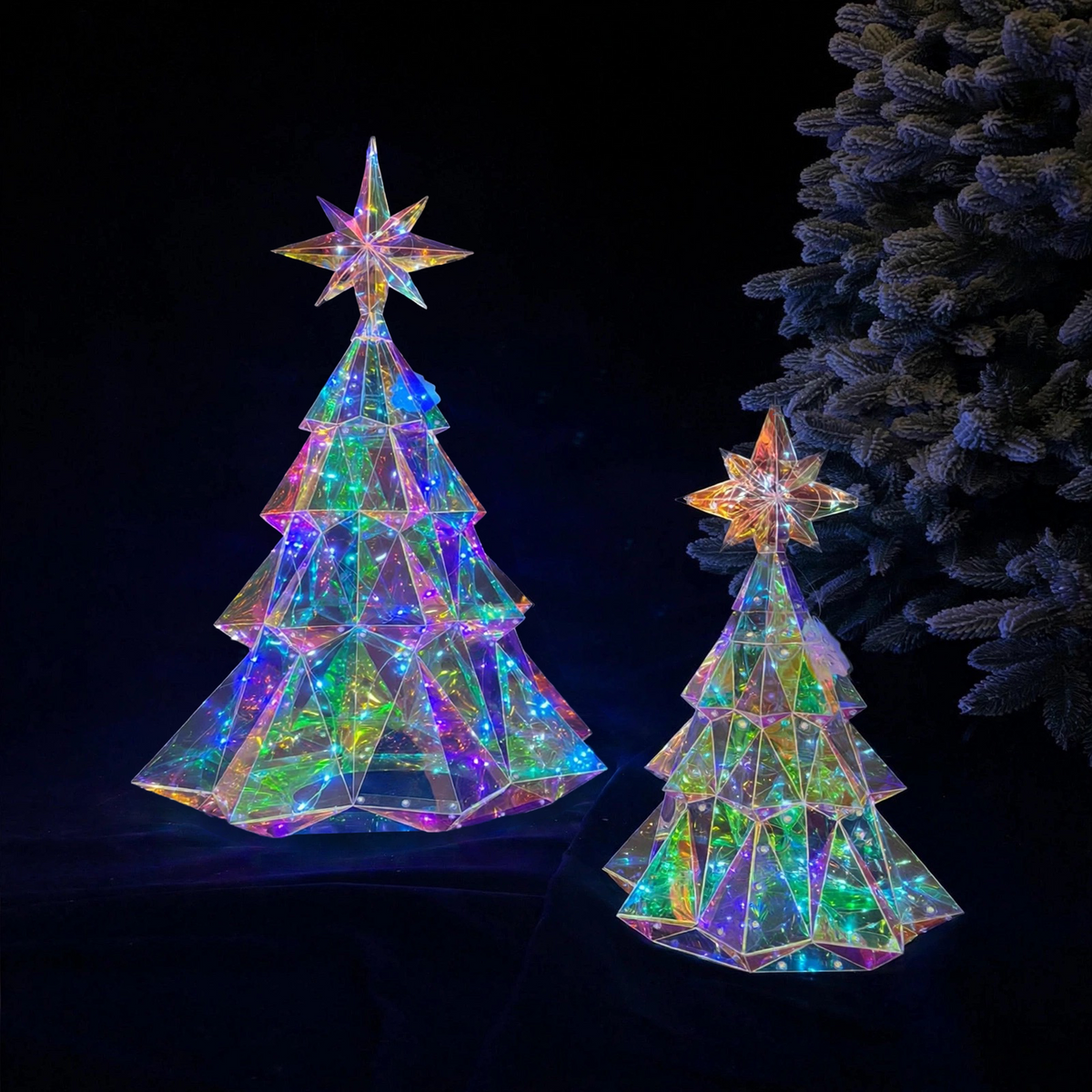 Albero di Natale Olografico, Decorazione Luminosa Olografica Premium – addobbi natalizi eleganti Merry Worlds, foto 3