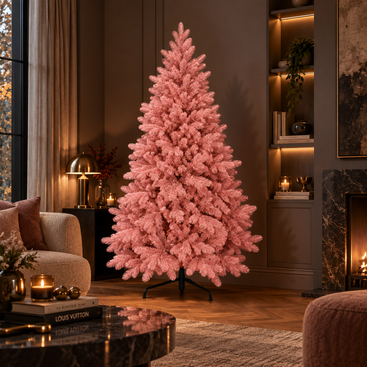 Abete Alpino Elite PE Pink Blush - Albero di Natale realistico folto rosa polvere