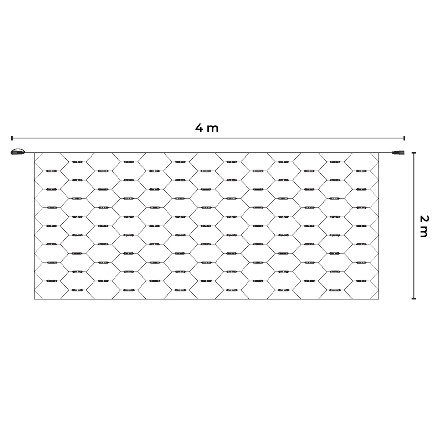 Rete led flessibile | 4x2m 230V | cavo bianco | 375 led