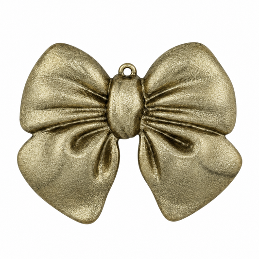 Ciondolo a Fiocco in resina, Decorazione albero di Natale Elegante, colore Oro – ornamenti natalizi Merry Worlds