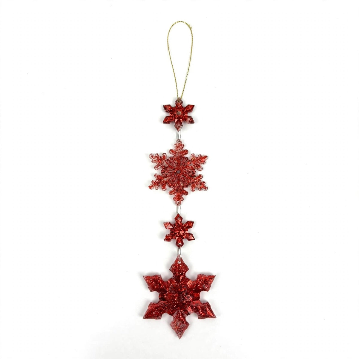 Ciondolo con 4 Stelle, Decorazione Albero di Natale Elegante, colore Rosso – ornamenti natalizi Merry Worlds