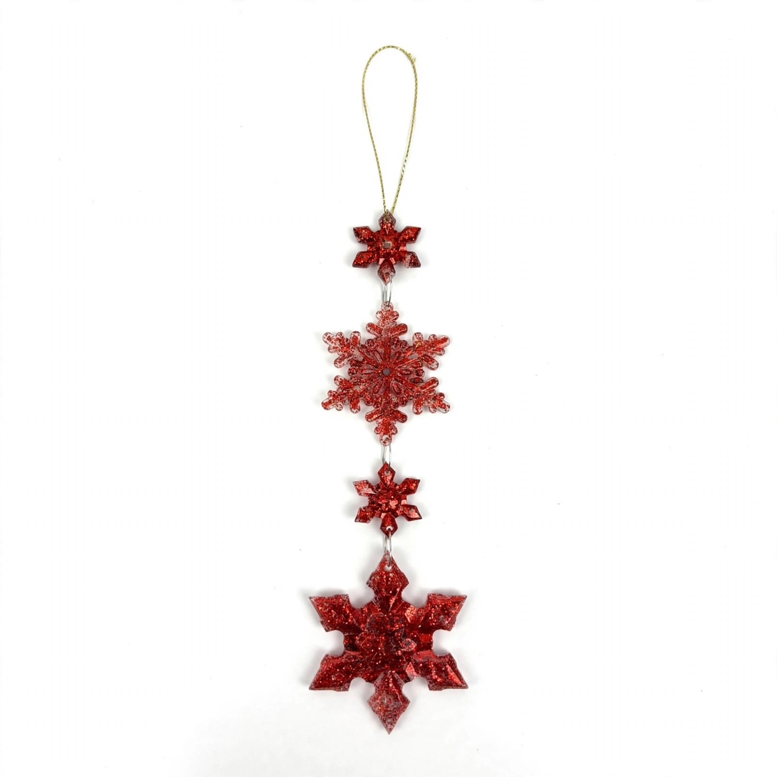 Ciondolo con 4 Stelle, Decorazione Albero di Natale Elegante, colore Rosso – ornamenti natalizi Merry Worlds
