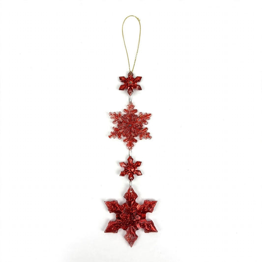 Ciondolo con 4 Stelle, Decorazione Albero di Natale Elegante, colore Rosso – ornamenti natalizi Merry Worlds