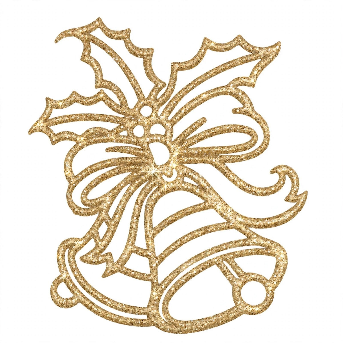 Ciondolo Natalizio Campane e Agrifoglio, Decorazione Albero di Natale Classica, colore Oro – ornamenti natalizi Merry Worlds