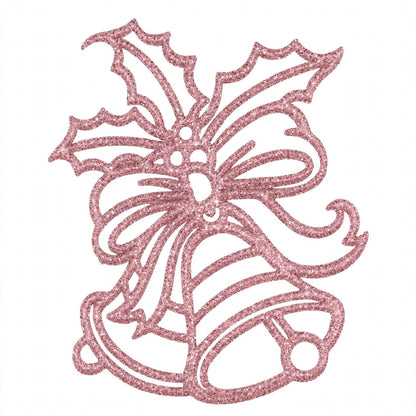 Ciondolo Natalizio Campane e Agrifoglio, Decorazione Albero di Natale Classica, colore Rosa – ornamenti natalizi Merry Worlds, foto 4
