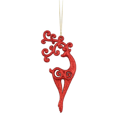 Ciondolo Renna stilizzata, Decorazione Albero di Natale Moderna, colore Rosso – ornamenti natalizi Merry Worlds
