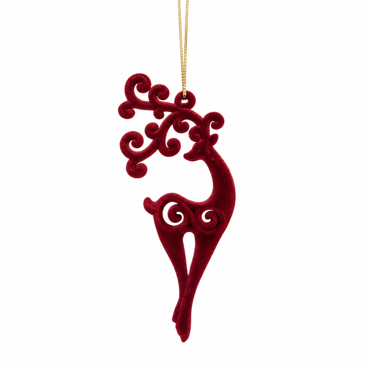 Ciondolo Renna stilizzata, Decorazione Albero di Natale Moderna, colore Bordeaux – decorazioni natalizie di lusso Merry Worlds, foto 2